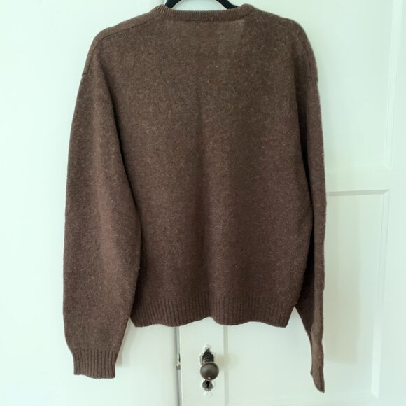 Vintage Cocoa Wool V-Neck Sweater - Picture 2 of 3